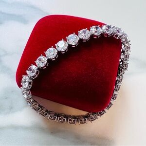 Sparkling .925 Sterling Silver Prong-Set Tennis Bracelet - this is a stunner!